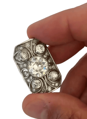 Bague 48 Gübelin - Bague Art déco en platine et diamants taille ancienne 58 Facettes F35