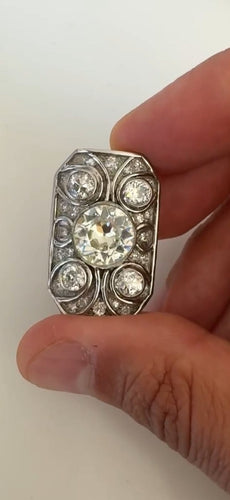 Bague 48 Gübelin - Bague Art déco en platine et diamants taille ancienne 58 Facettes F35