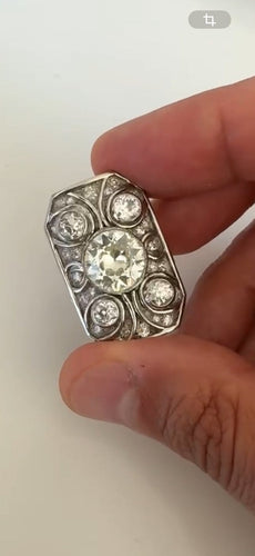 Bague 48 Gübelin - Bague Art déco en platine et diamants taille ancienne 58 Facettes F35