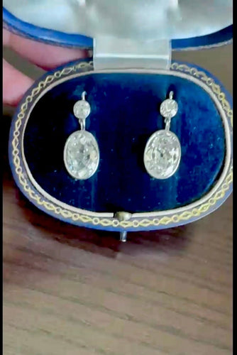Boucles d'oreilles Belle Époque - Boucles d’oreilles en platine, or et diamants GIA 11,93 ct 58 Facettes C14