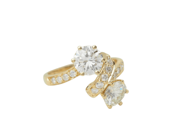 Bague 52 Toi et Moi - Bague en or jaune et diamants 58 Facettes 33541