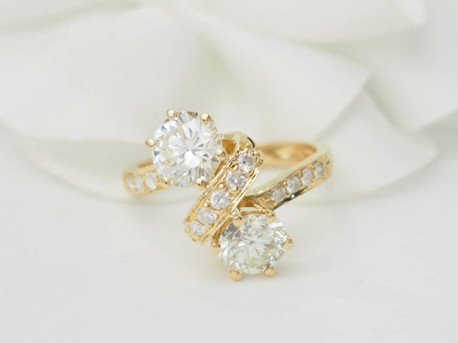 Bague 52 Toi et Moi - Bague en or jaune et diamants 58 Facettes 33541