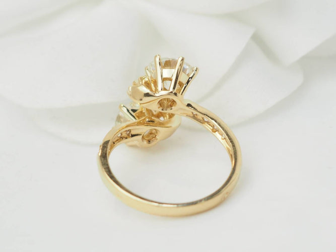Bague 52 Toi et Moi - Bague en or jaune et diamants 58 Facettes 33541