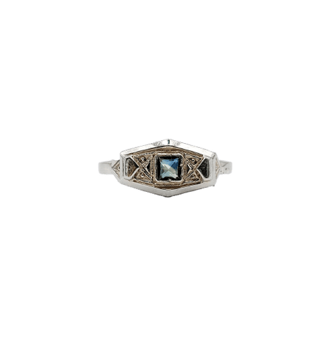 Bague Tank Art déco en or 18k et saphir 58 Facettes A07431