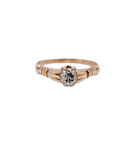 Bague 52 Bague solitaire antique en or rose 18K et diamant 58 Facettes A07437