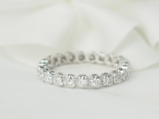 Bague 58 Alliance américaine - Bague en or blanc et diamants 0,58 ct 58 Facettes 33536