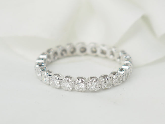 Bague 58 Alliance américaine - Bague en or blanc et diamants 0,58 ct 58 Facettes 33536