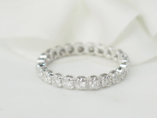 Bague 58 Alliance américaine - Bague en or blanc et diamants 0,58 ct 58 Facettes 33536