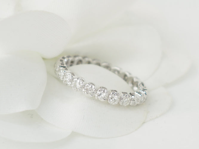 Bague 58 Alliance américaine - Bague en or blanc et diamants 0,58 ct 58 Facettes 33536