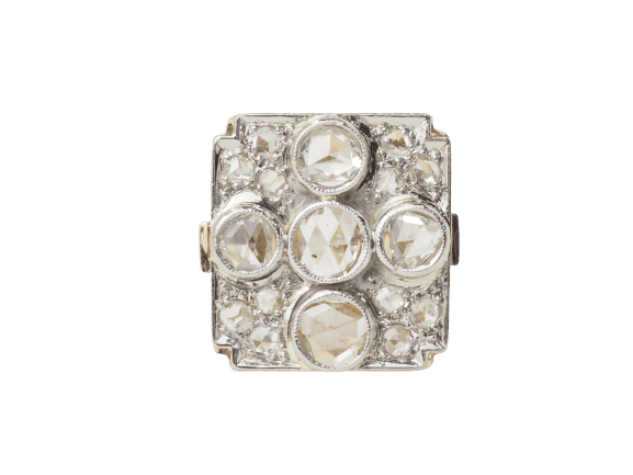 Bague 50 Bague ancienne - Bague en or jaune, platine et diamants 58 Facettes 33539