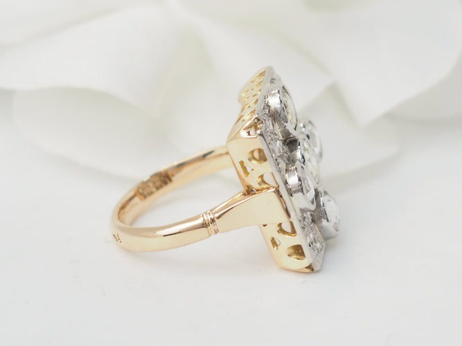 Bague 50 Bague ancienne - Bague en or jaune, platine et diamants 58 Facettes 33539