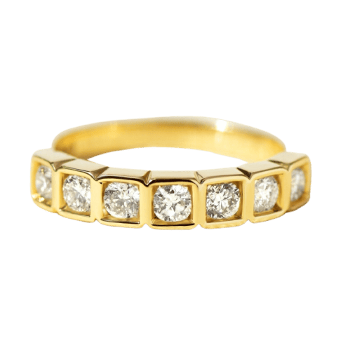 Bague 57 Demi-alliance - Bague en or jaune 585 et diamants 58 Facettes