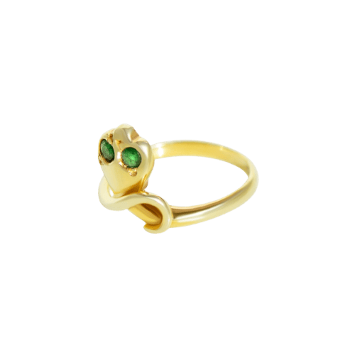 Bague 49 Bague serpent en or jaune 585 et émeraudes 58 Facettes
