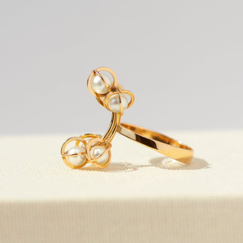 Bague 64 Bague vintage en or jaune 585 et perles d’eau salée 58 Facettes HJ250262