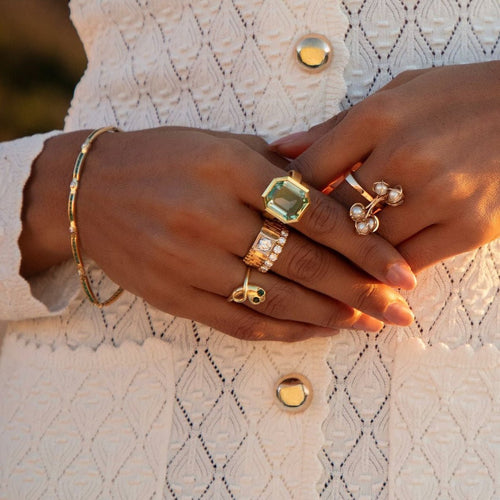 Bague 64 Bague vintage en or jaune 585 et perles d’eau salée 58 Facettes HJ250262