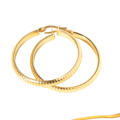 Boucles d'oreilles Vintage - Boucles d'oreilles créoles en or jaune 585 58 Facettes HJ250260