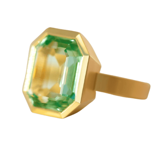 Bague 55.5 Bague en or jaune 750 et béryl 13 ct 58 Facettes HJ250265