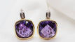 Boucles d'oreilles Boucles d’oreilles pendantes en or jaune et gris 18 kt, améthystes et diamants 58 Facettes 30489