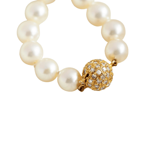 Collier Collier de perles de culture en or jaune 14 carats et diamants 58 Facettes HJ062613