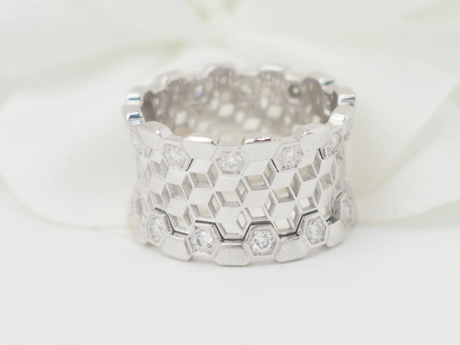 Bague 50 INEDT Op’Art - Bague en or blanc 18 carats et diamants 58 Facettes 33437