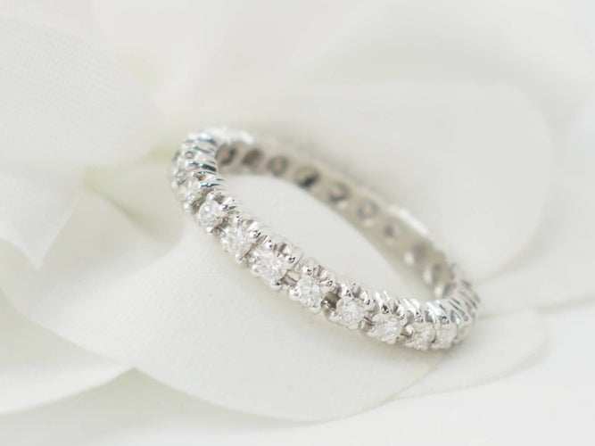 Bague 53 Alliance américaine - Bague en or blanc et diamants 0,75 ct 58 Facettes 33427