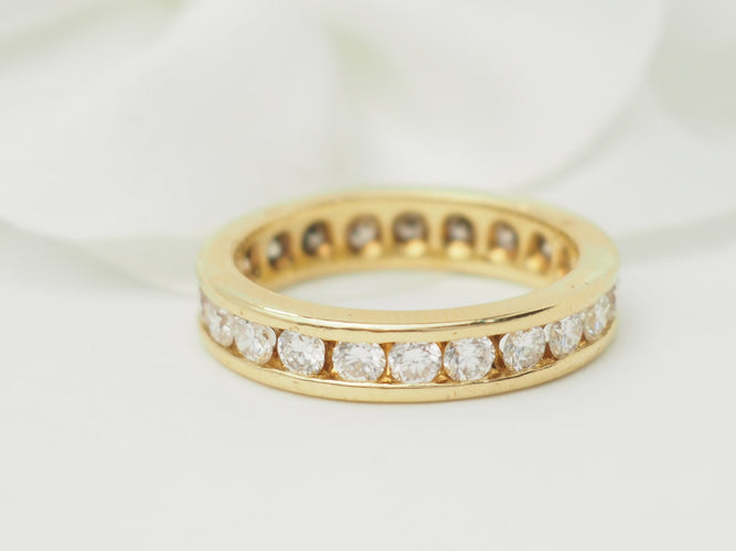 Bague 53.5 Alliance tour complet en or jaune et diamants 1,32 ct 58 Facettes 33441