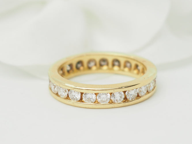 Bague 53.5 Alliance tour complet en or jaune et diamants 1,32 ct 58 Facettes 33441
