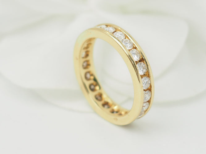 Bague 53.5 Alliance tour complet en or jaune et diamants 1,32 ct 58 Facettes 33441