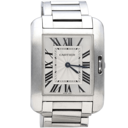 Montre Cartier Tank Anglaise - Montre en acier et diamants 58 Facettes MT46797