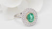 Bague 54 Bague double entourage en or bicolore, émeraude et diamants 58 Facettes 32849