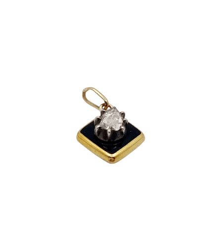 Pendentif Pendentif victorien en or 18k, argent, diamant et émail 58 Facettes A07473