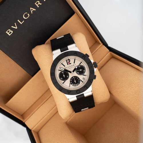 Bvlgari Aluminium - Montre chronographe NOS full set 58 Facettes xxx