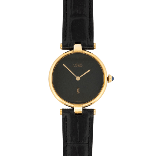 Cartier Must Colisée - Zegarek LM z czarną tarczą z Srebro złocone 