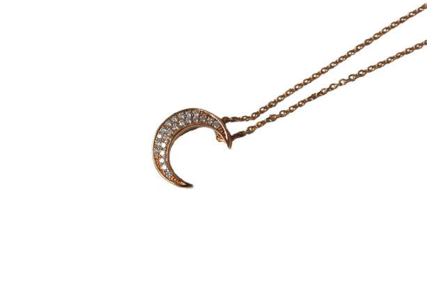 Collier Collier demi-lune en or rose 18K et diamants 58 Facettes