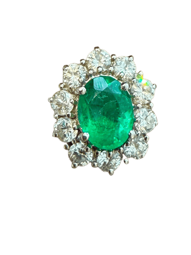 Bague 58 Marguerite - Bague en or blanc, émeraude et diamants 58 Facettes cpazcjpap