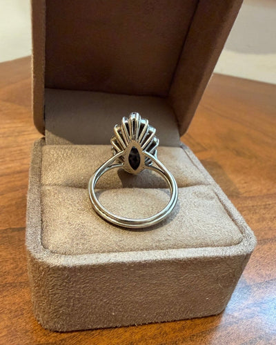 Bague 55.5 Bague marquise en or blanc et diamants 58 Facettes alcool