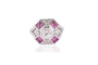 Bague 57 Art Déco - Bague en platine, diamants et rubis 58 Facettes 12392