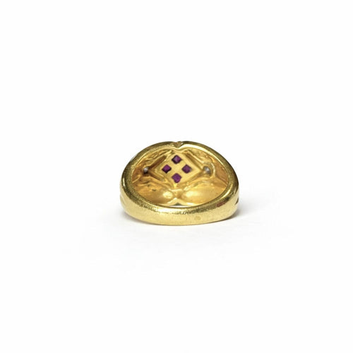 Bague 53 Bague croisillons en or jaune 18K rubis et diamants 58 Facettes REF2575-343