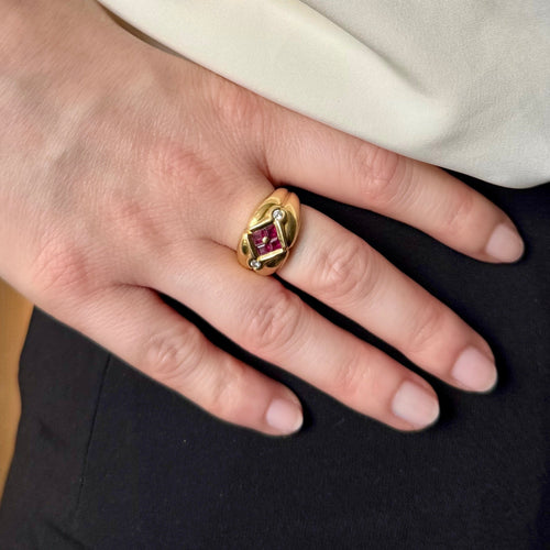 Bague 53 Bague croisillons en or jaune 18K rubis et diamants 58 Facettes REF2575-343