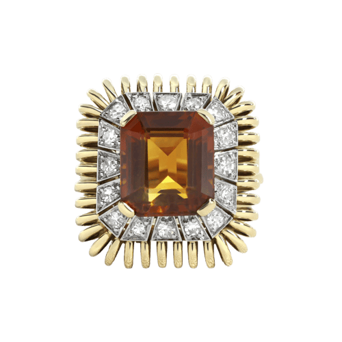 Bague 53 Bague cocktail en or rose, citrine et diamants 58 Facettes OC-61H00029
