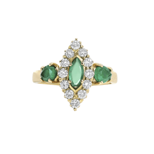 Bague 53 Bague en or jaune avec émeraudes et diamants 58 Facettes OC-61300097