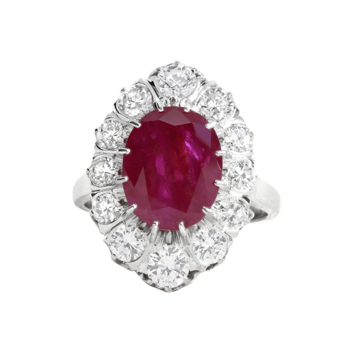 Bague 56 Bague en or blanc avec rubis et diamants 58 Facettes OC-61600022