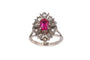 Bague 52 Art Déco - Bague en or blanc, rubis et diamants taille rose 58 Facettes 23846