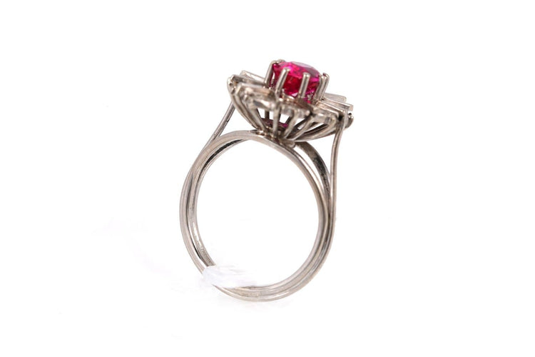 Bague 52 Art Déco - Bague en or blanc, rubis et diamants taille rose 58 Facettes 23846