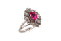 Bague 52 Art Déco - Bague en or blanc, rubis et diamants taille rose 58 Facettes 23846