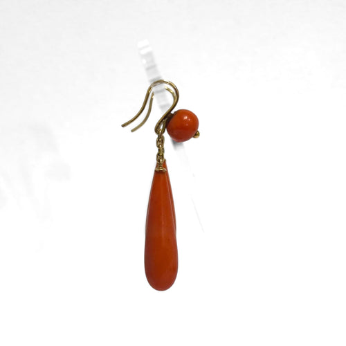 Boucles d'oreilles Minihy Paris - Boucles d'oreilles pendantes en or jaune 18K corail 58 Facettes REF2560-328
