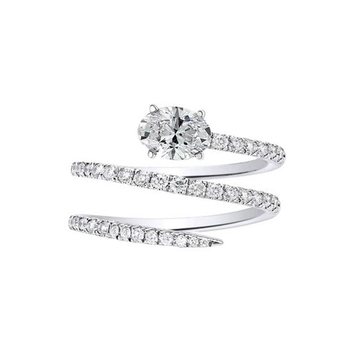Bague 53 Teide - Bague diamant ovale en or blanc 18K 58 Facettes GBR1065WG