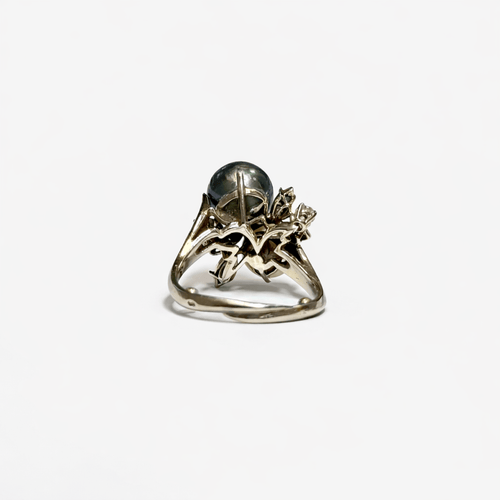 Bague 47 Bague bouquet de perles en or gris 18K et diamants 58 Facettes REF2573-340