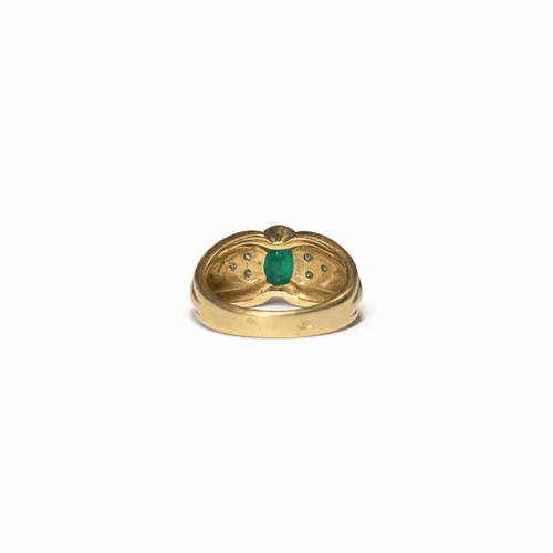 Bague 53 Bague godronnée émeraude en or jaune 18k 58 Facettes REF2575-343