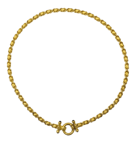 Halsband med Länk korslänkar i gult guld och safirer 